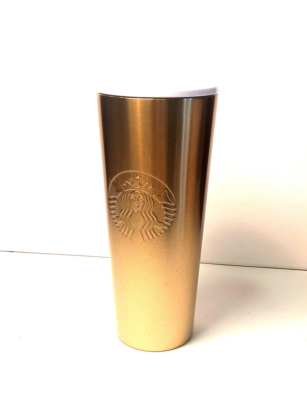 Starbucks Holiday 2019 Gold Stainless Steel Tumbler Cup 24 oz Venti NEW No Straw